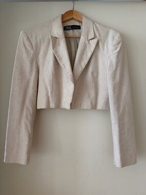 Zara Light Beige Cropped Blazer
